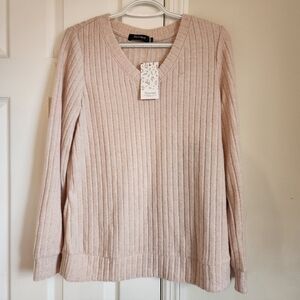 Beaumont Women's V-Neck Ribbed Sweater - Cream